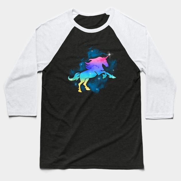 Galaxy Unicorn Baseball T-Shirt by theglaze